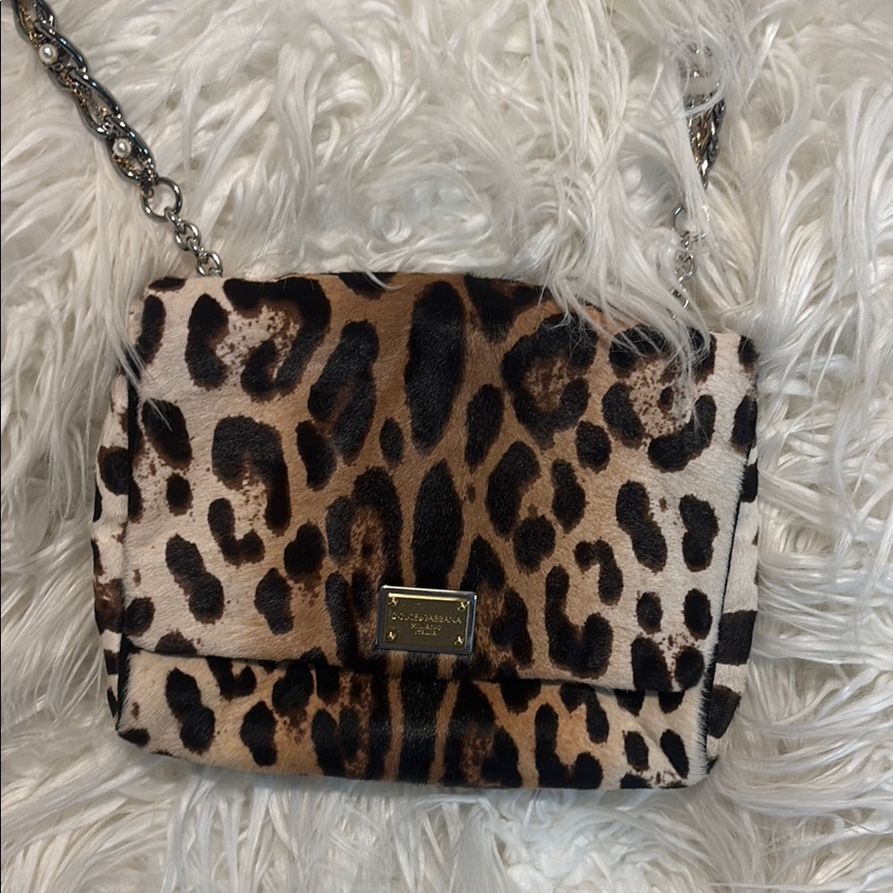 Dolce & Gabbana Milano Italia animal print Crossbody Bag with Chain Strap